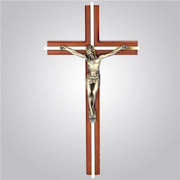 Crucifix Wall Cross, Handmade Catholic Wooden Crosses Wall Decor, 10 Inch - Picture 3 of 6